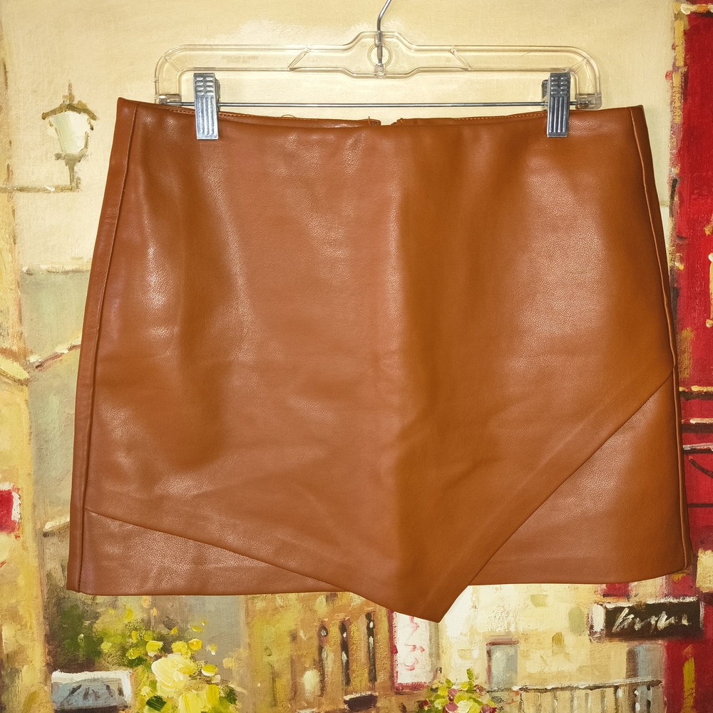 Blank NYC Caramel Faux Leather Skirt